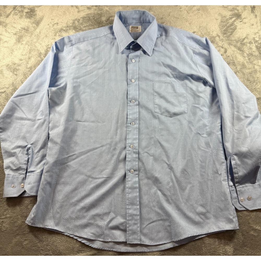 Vintage 70's Montgomery Ward XL Blue Diamond Shirt Men's Disco
